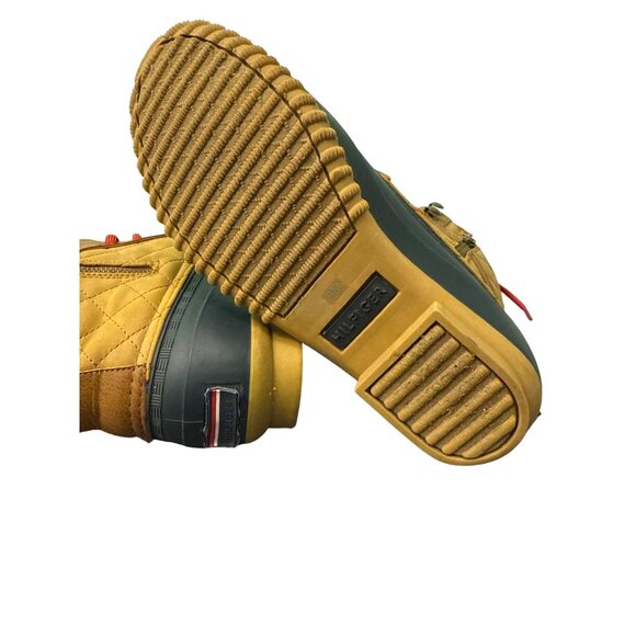 Tommy Hilfiger Womens Quilted Duck Boots With Red Laces Tan & Black Size 9M. Dur - Picture 7 of 10